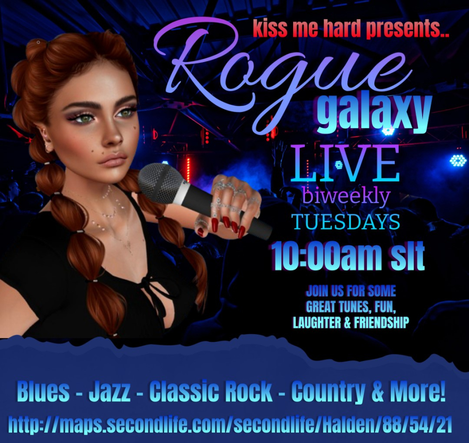 Hey Everyone! I'm returning to Kiss Me Hard this morning!Come join me, grab my 750+ song list and request some of your favorite tunes! ★ ════ ☆ LIVE at 10:AM slt/1:PM EST★ ════ ☆ KISS ME HARD★ ════ ☆ RIDE: http://maps.secondlife.com/secondlife/Halden/88/54/21If you can not be in the virtual worlds.. you can listen in.. just drop this url in your browser!http://rogue.vside-radio.com:8024