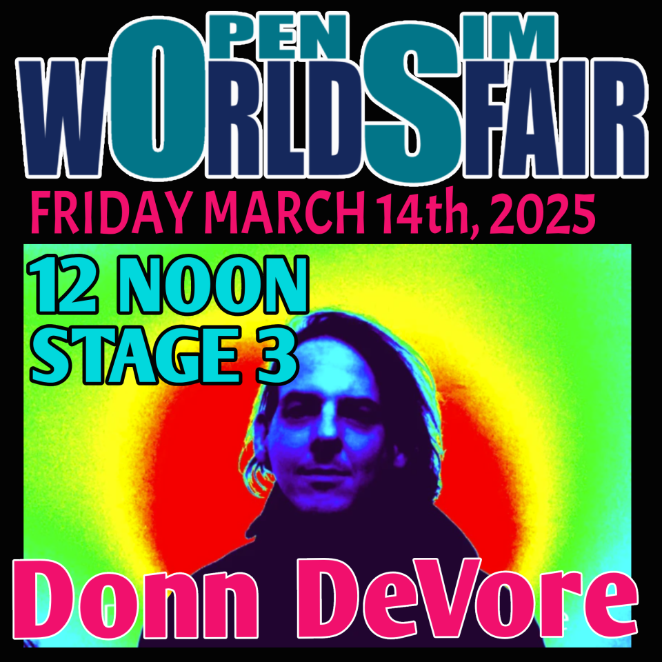 It’s time to turn up the volume on Friday, March 14th 12:00 PM grid time and lose yourself as Donn DeVore sings rock tunes for us at the OpenSim Worlds Fair.Stage 3hop://grid.wolfterritories.org:8002/OpenSim Worlds Fair/732/804/22#OSWF #opensim